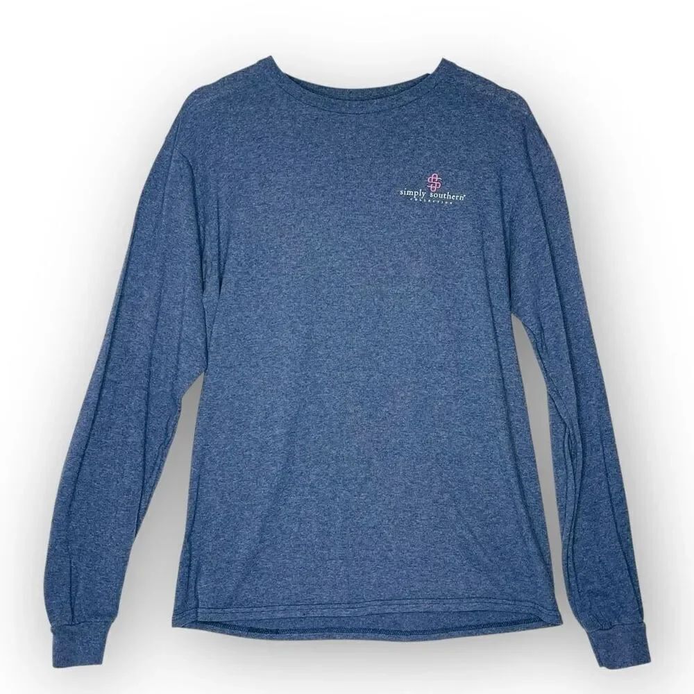 Simply Southern Long Sleeve T-shirt Blue Pink Scrub Life Women’s Size Medium
